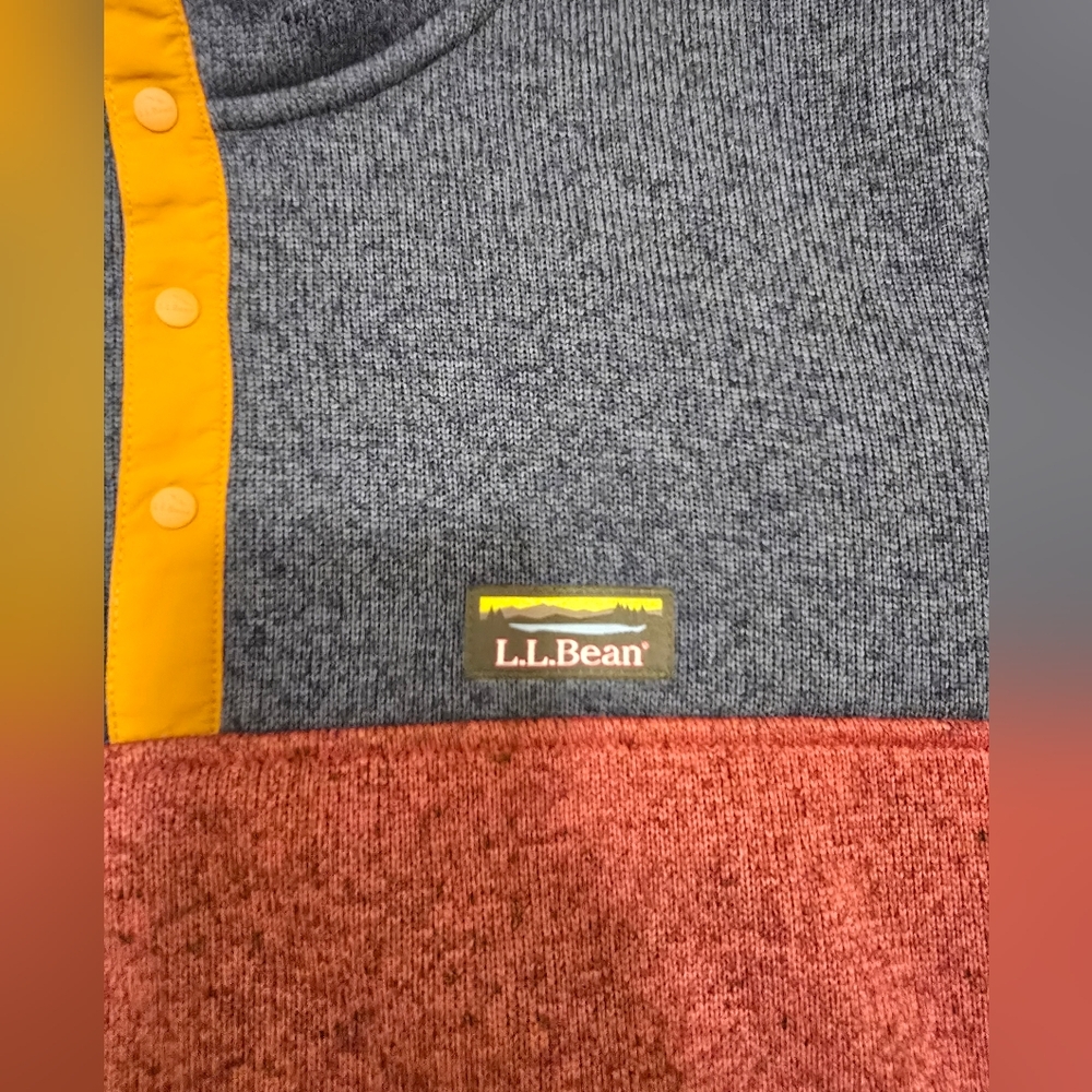 L.L.Bean Sweater Fleece Pullover Colorblock Mens Large Regular EUC - Picture 2 of 9